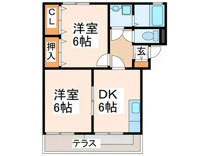 シャンフレーズ(2DK/1階)の間取り写真