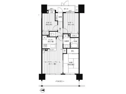 コスモガーデンズ所沢(3LDK/5階)の間取り写真
