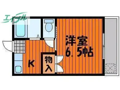 レクサス十日市II(1K/2階)の間取り写真