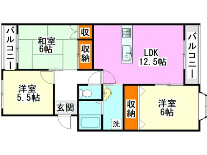 第5江藤ビル(3LDK/1階)の間取り写真