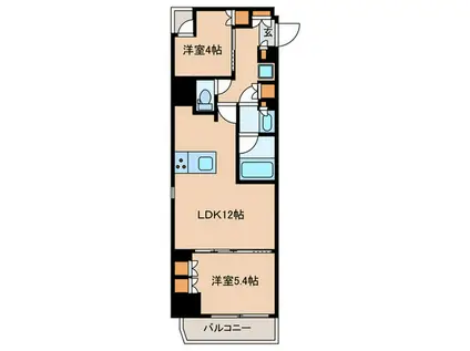 クレストコート新宿山吹(2LDK/4階)の間取り写真