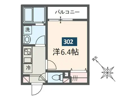 MELDIA西浦和III(1K/1階)の間取り写真