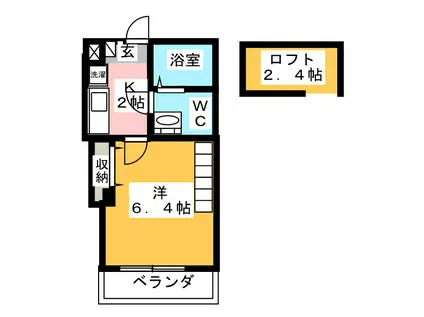 フローリア枡形(1K/2階)の間取り写真