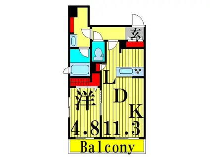 ガーデンテラス B(1LDK/2階)の間取り写真
