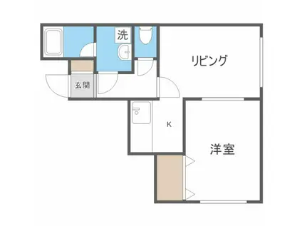 ラパス本通17II(1DK/2階)の間取り写真