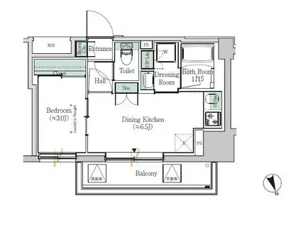 ワンルーフレジデンス浅草橋(1DK/5階)の間取り写真