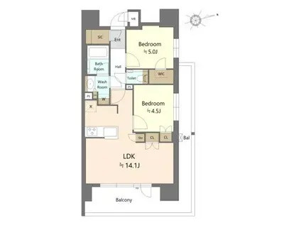 プレシス東京三ノ輪(2LDK/3階)の間取り写真