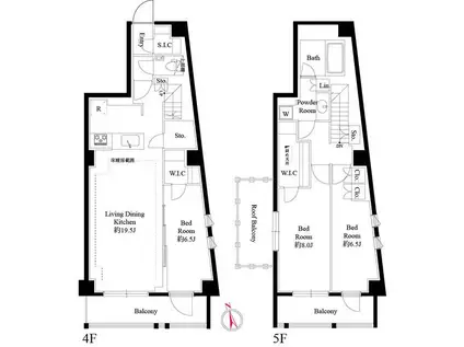 343レジデンス西麻布(3LDK/4階)の間取り写真