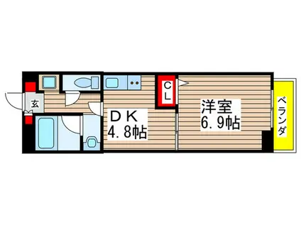 パールコートIII(1DK/11階)の間取り写真