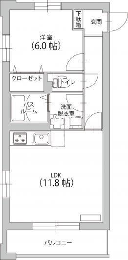 アルビータR(1LDK/1階)の間取り写真