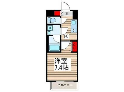 CREVISTA高砂II(1K/4階)の間取り写真