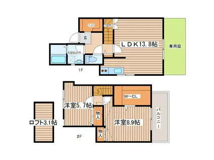 ラ・フォレスタ(2LDK/1階)の間取り写真