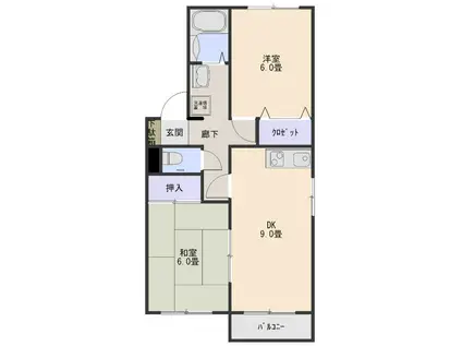 ピュアタウン南逆井C(2DK/2階)の間取り写真