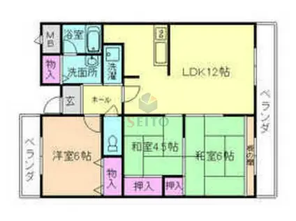 フレスコ21(3LDK/6階)の間取り写真