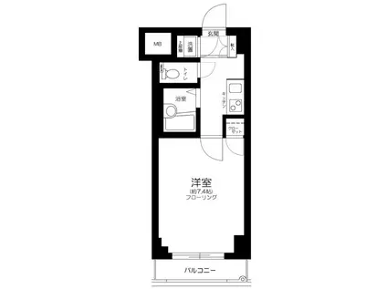 ラグーンシティ文京小石川(1K/4階)の間取り写真