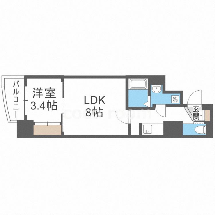 APRILE南森町(1LDK/3階)の間取り写真