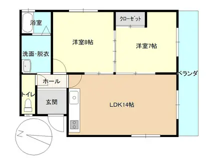 コーポ亀竹(2LDK/2階)の間取り写真
