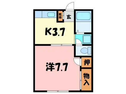 アライコーポA・B・C棟(1K/1階)の間取り写真