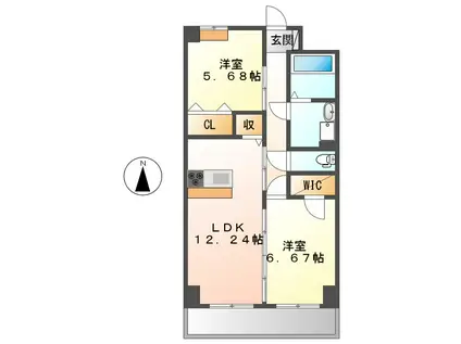 エスフォート鶴舞リアーレS-FORT鶴舞REALE(2LDK/4階)の間取り写真