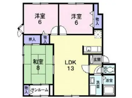 ポーラスター(3LDK/2階)の間取り写真