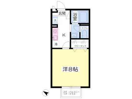 サンパティーク(1K/2階)の間取り写真