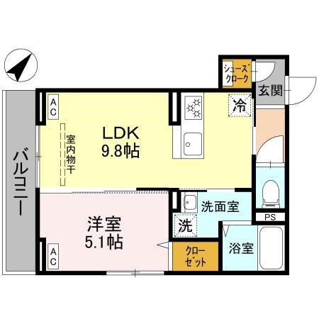 ノーブルラフィネ蕨(1LDK/2階)の間取り写真