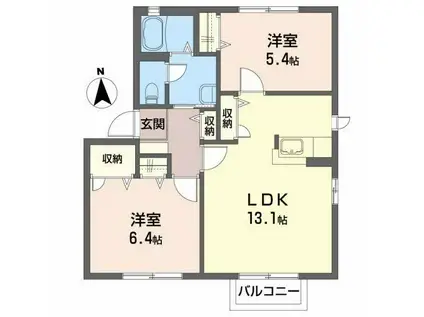 コーラルタウンF(2LDK/2階)の間取り写真