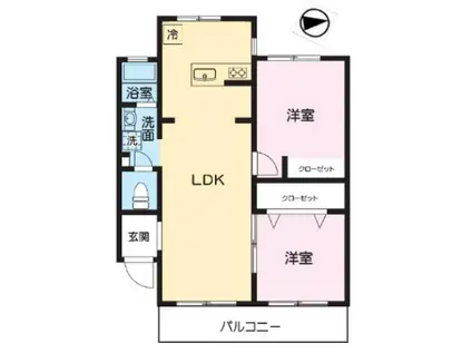 コーポ中山(2LDK/1階)の間取り写真