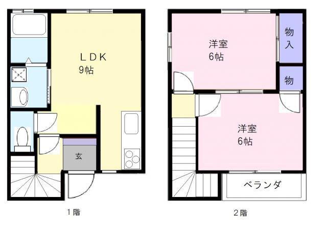 ソレイユ21 B棟(2LDK/1階)の間取り写真