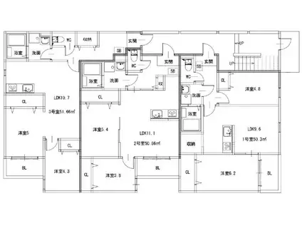 プレステージ長住(2LDK/1階)の間取り写真