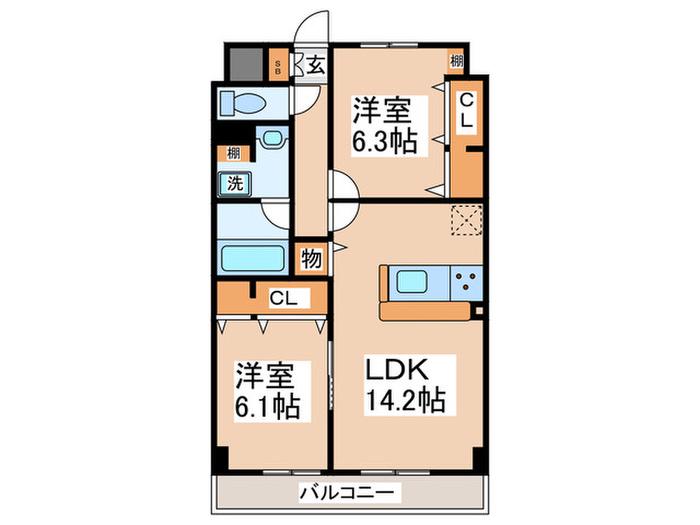 GRANEBIS(2LDK/4階)の間取り写真