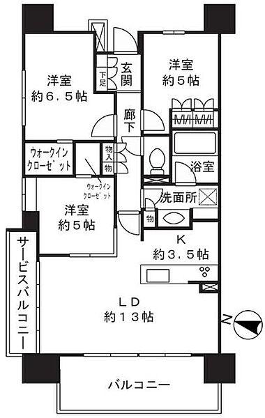 クリオレジダンス横浜新杉田(3LDK/7階)の間取り写真