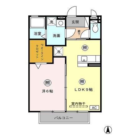 レセンテ煌 A(1LDK/2階)の間取り写真
