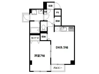 SATO.BLD(1DK/3階)の間取り写真