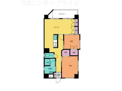 ヴェルメゾン浜松(2DK/10階)の間取り写真