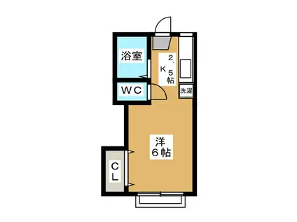 クローバーハイツ(1K/2階)の間取り写真