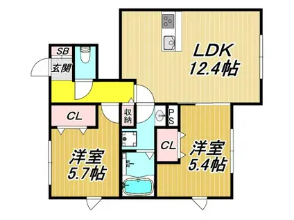 ALDABARAN61アルデバラン(2LDK/1階)の間取り写真