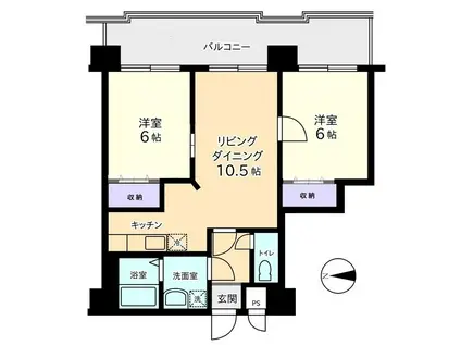 信開トピア西開発(2LDK/5階)の間取り写真