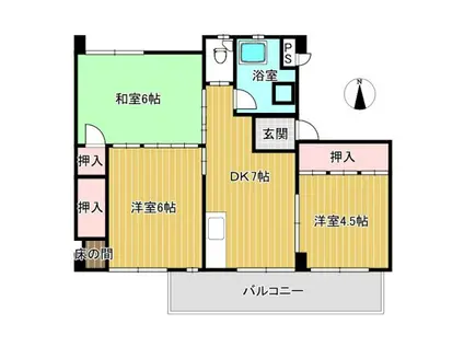 五番町ハイツ B棟(3DK/3階)の間取り写真
