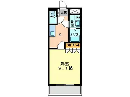 エバーシャイン(1K/1階)の間取り写真