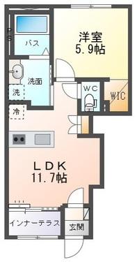 フェリーチェ・ヒマワリ(1LDK/1階)の間取り写真