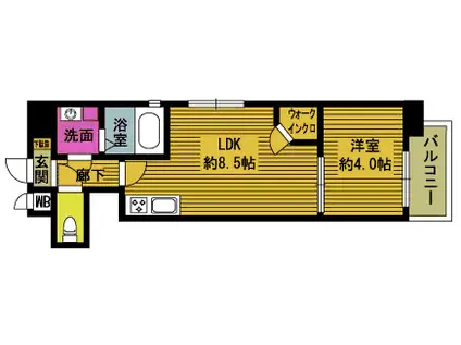 レスコ中島(1LDK/3階)の間取り写真