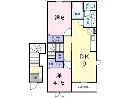 ソレイユ(2DK/2階)の間取り写真