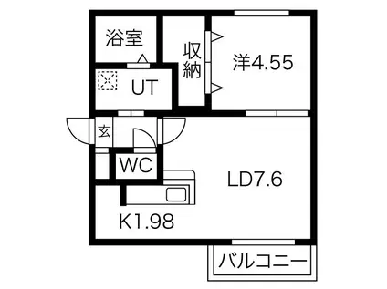 ソミューム宮の沢(1LDK/2階)の間取り写真