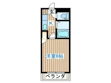 エイカーズ旭ヶ丘(1K/2階)の間取り写真