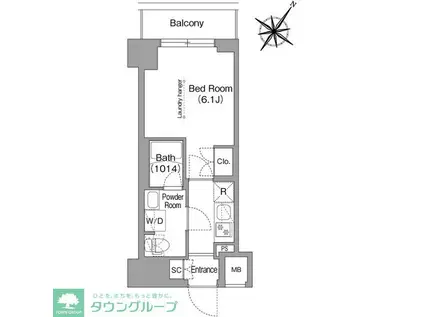 コンフォリア・リヴ横浜阪東橋(1K/2階)の間取り写真