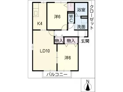 プランタンS C棟(2LDK/1階)の間取り写真