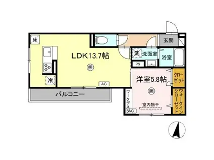 サニーサイド幸I 大和(1LDK/2階)の間取り写真