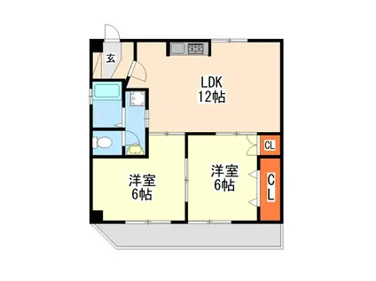 天池ビル(2LDK/6階)の間取り写真