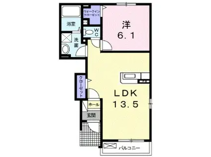 ヒルズタウンIV(1LDK/1階)の間取り写真